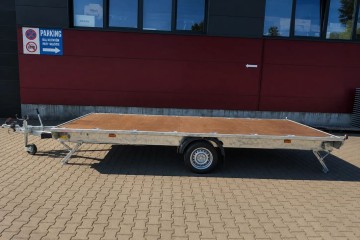 Przyczepa platforma 4,5 x 2,1m, DMC 1800kg, 1 oś ALKO, stopy podporowe